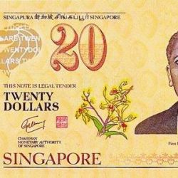 Купюра 20 сингапурских доллара, лицевая сторона